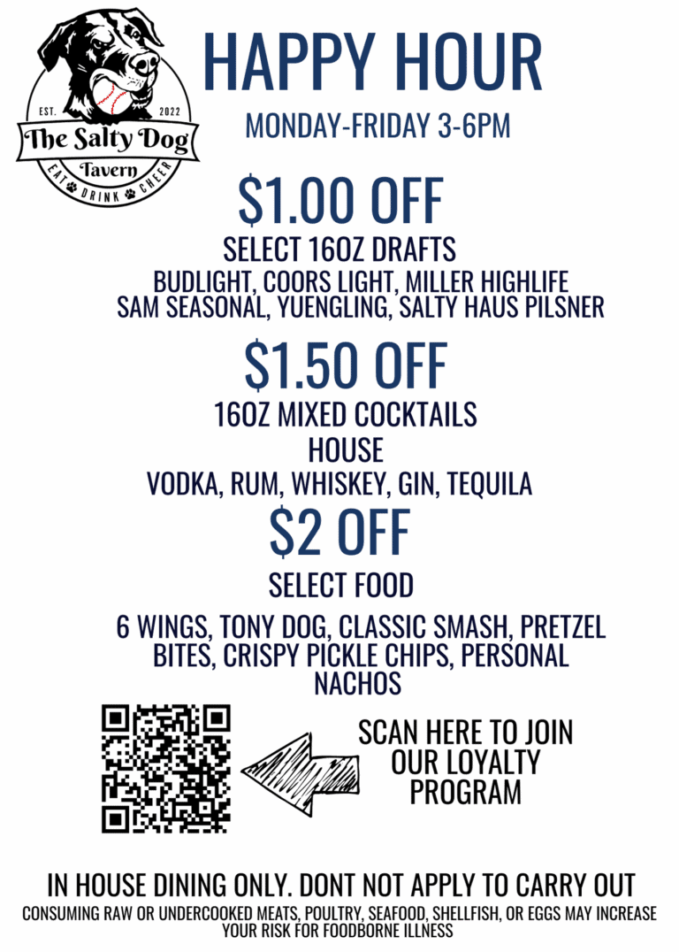Salty Dog Happy Hour Menu